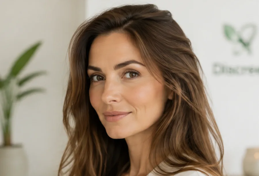 Vrouw met vol, gezond haar — haartransplantatie voor vrouwen